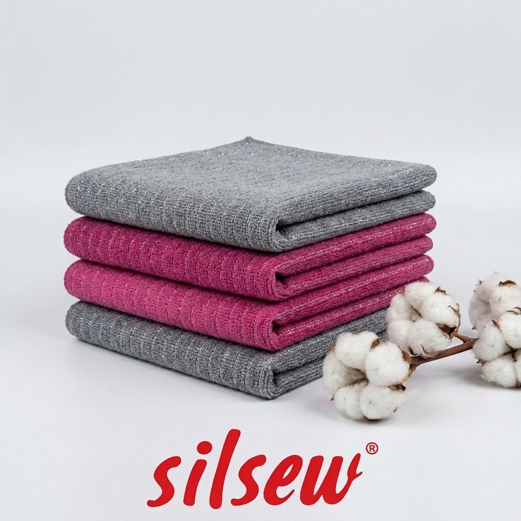 Silsew 4’lü Mikrofiber Telli (Simli) Temizlik Bezi 40x40 cm – Zorlu Kirler İçin Özel Dokulu Bez